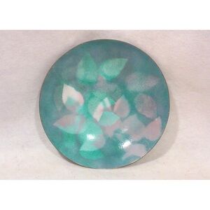 Vintage 60s Enameled Brass Console Bowl Pink Blue Mid-Century Modern